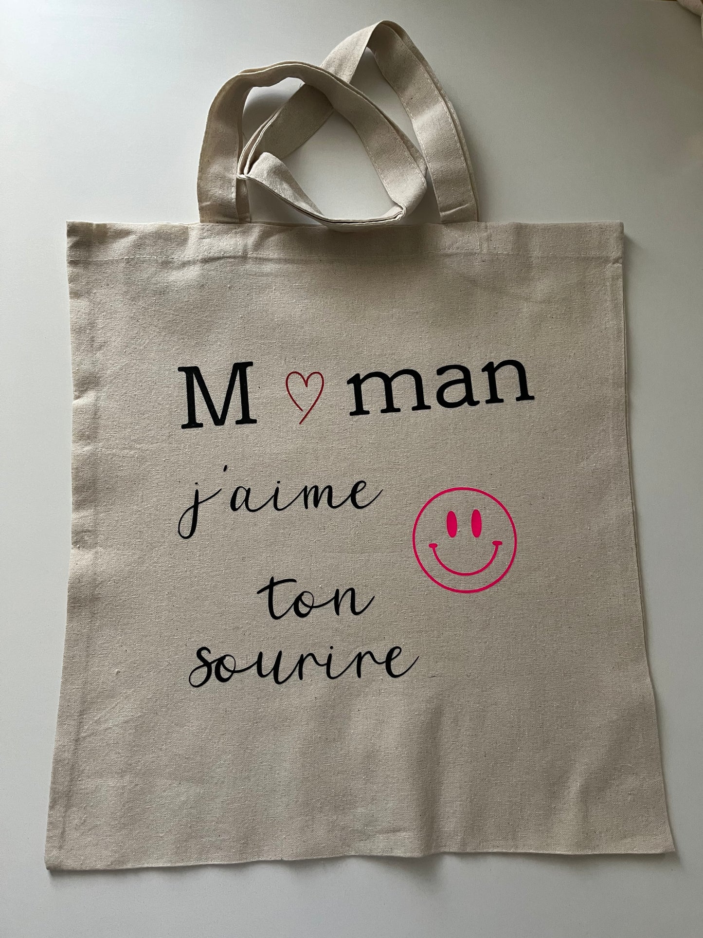 Tote bag en coton "Maman j'aime ton sourire"