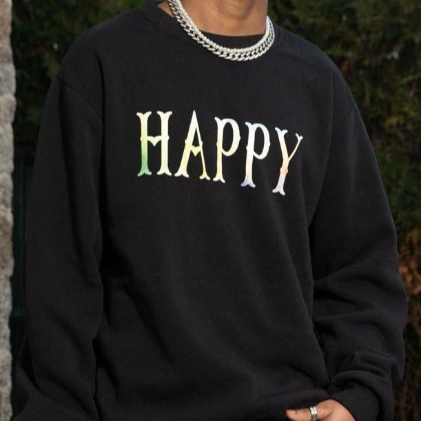 PULL- SWEAT noir "Happy"