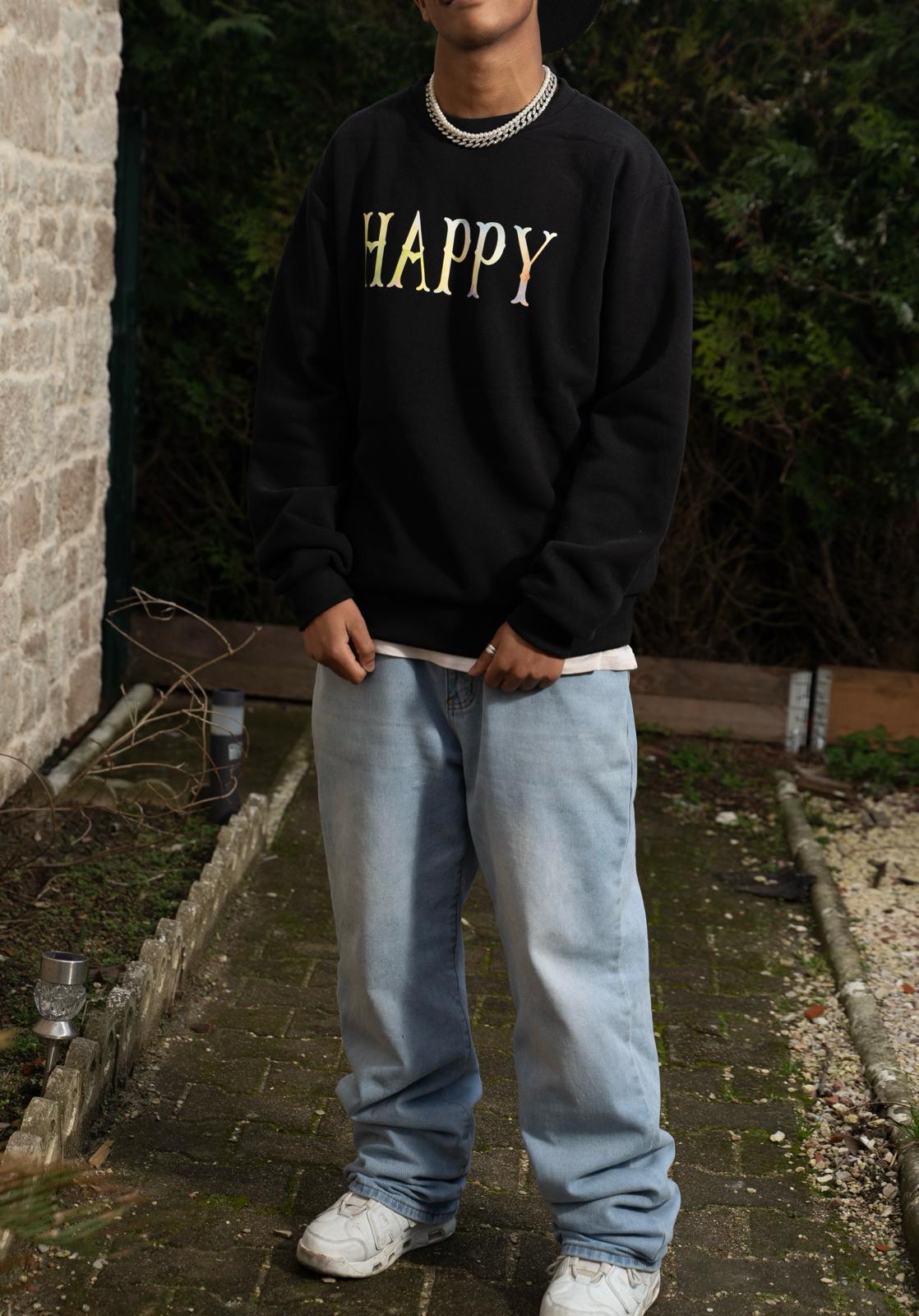 PULL- SWEAT noir "Happy"