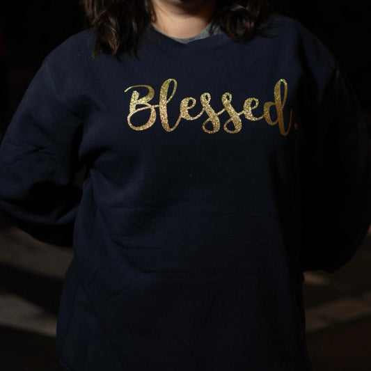 PULL- SWEAT Bleu foncé "Blessed"