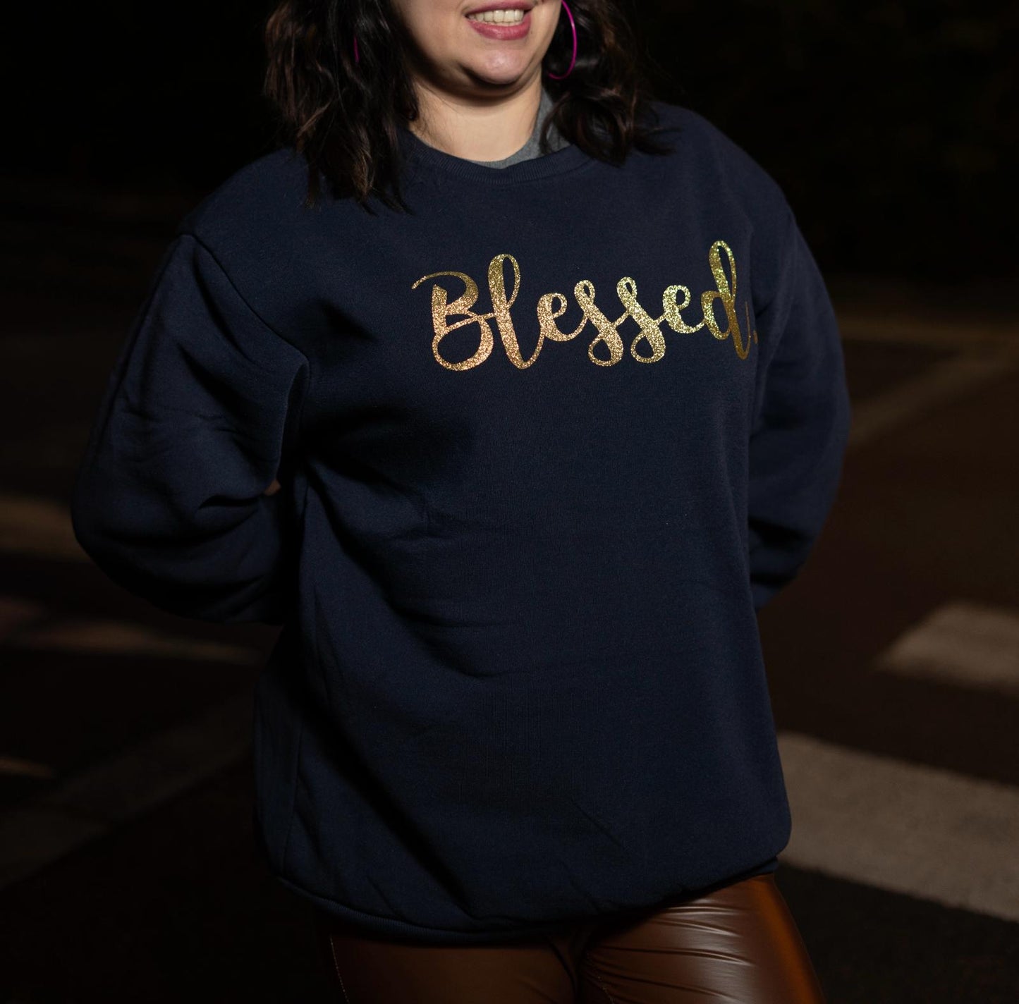 PULL- SWEAT Bleu foncé "Blessed"