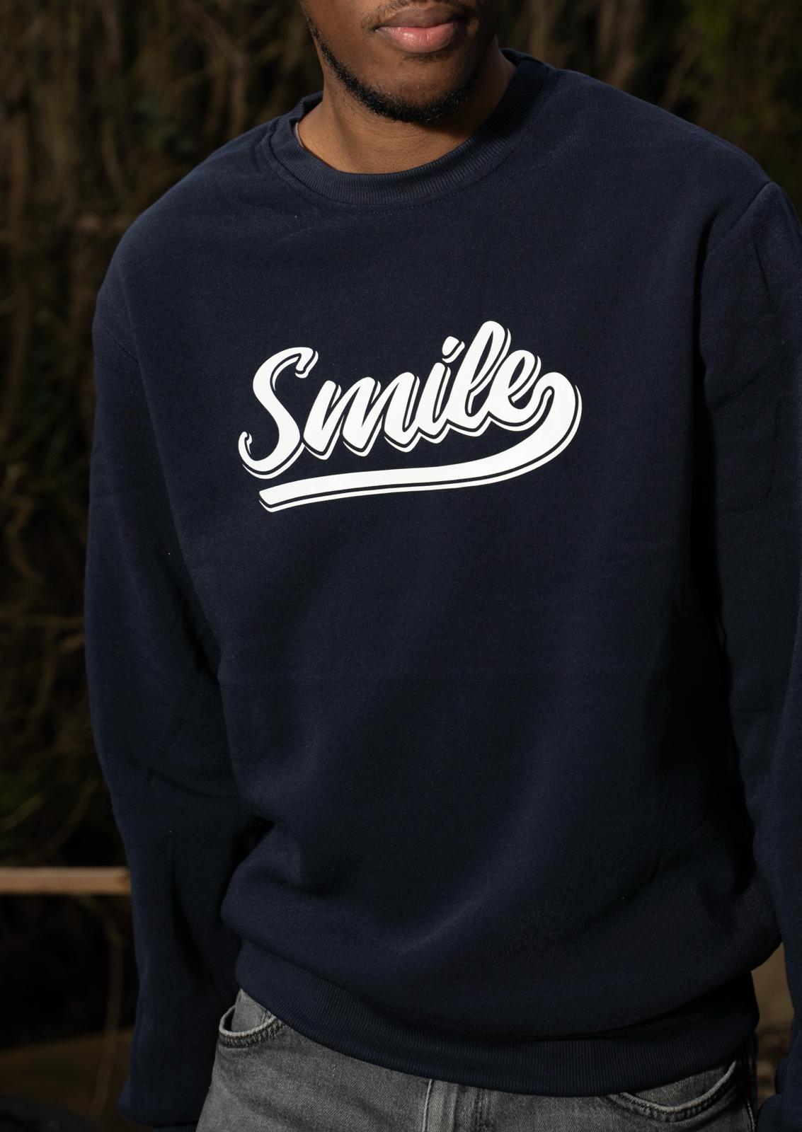 PULL - SWEAT bleu foncé "Smile"