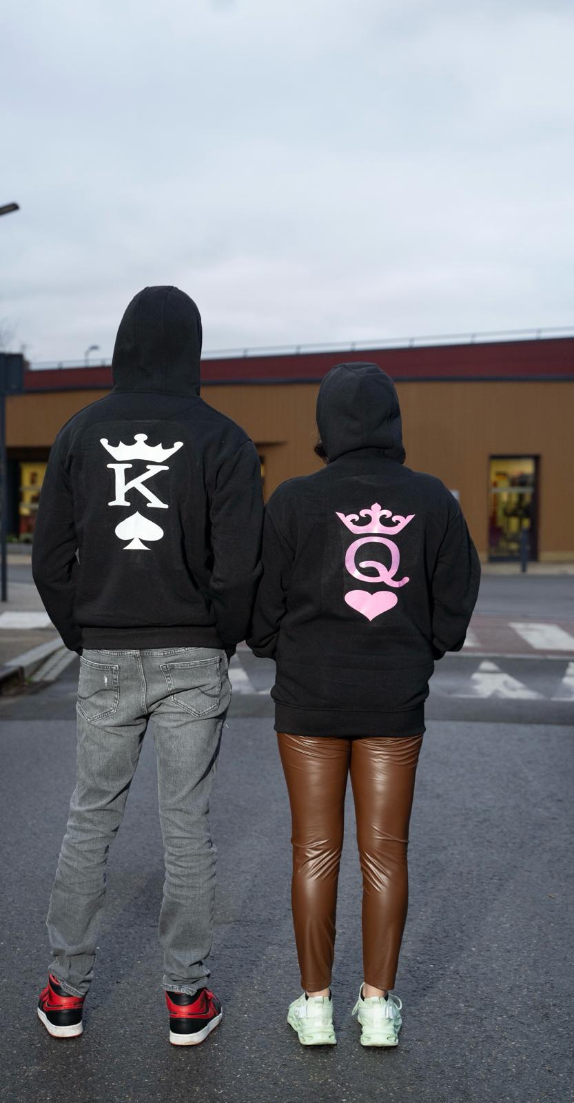 Pull-Sweat à capuche couple "King & Queen"