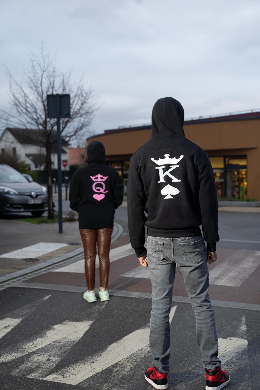 Pull-Sweat à capuche couple "King & Queen"