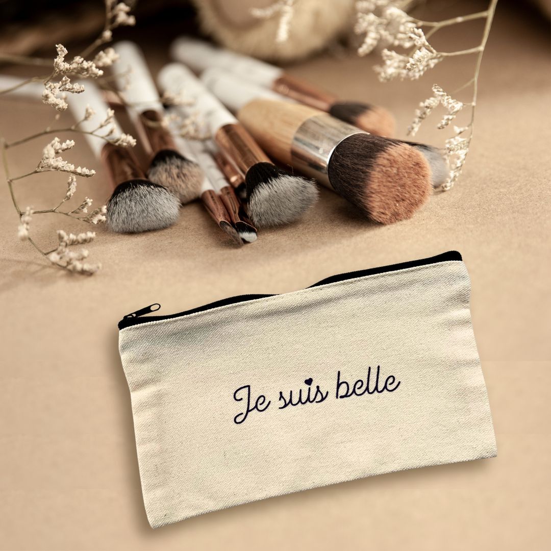 Trousse de maquillage en coton "Je suis belle"